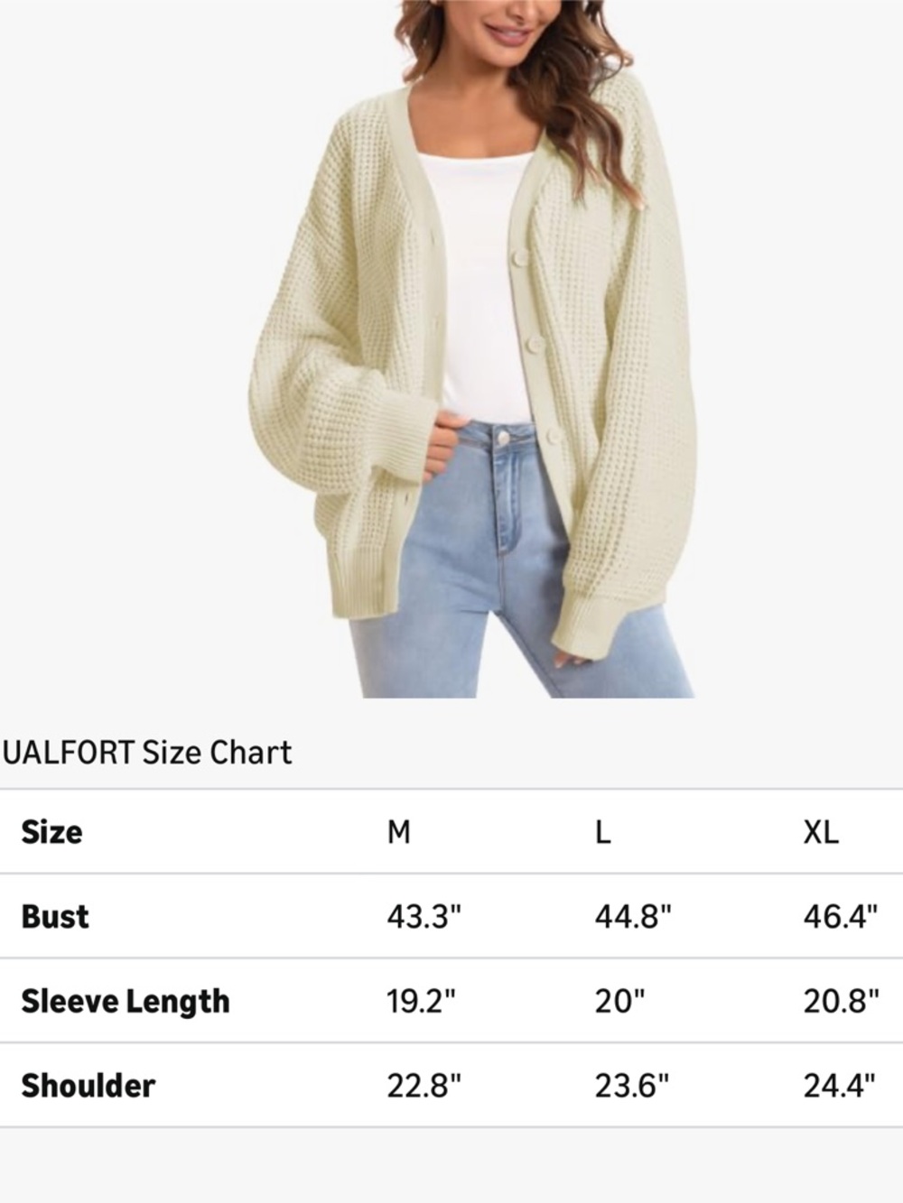 2026 Cardigan Sweaters Women 100% Cotton ButtonDown Oversized Knit Outerwear M - Picture 5 of 5